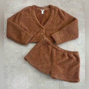 2 pc. Women’s VICTORIA’S SECRET PINK Sherpa Pajama Shorts Set, sz Large